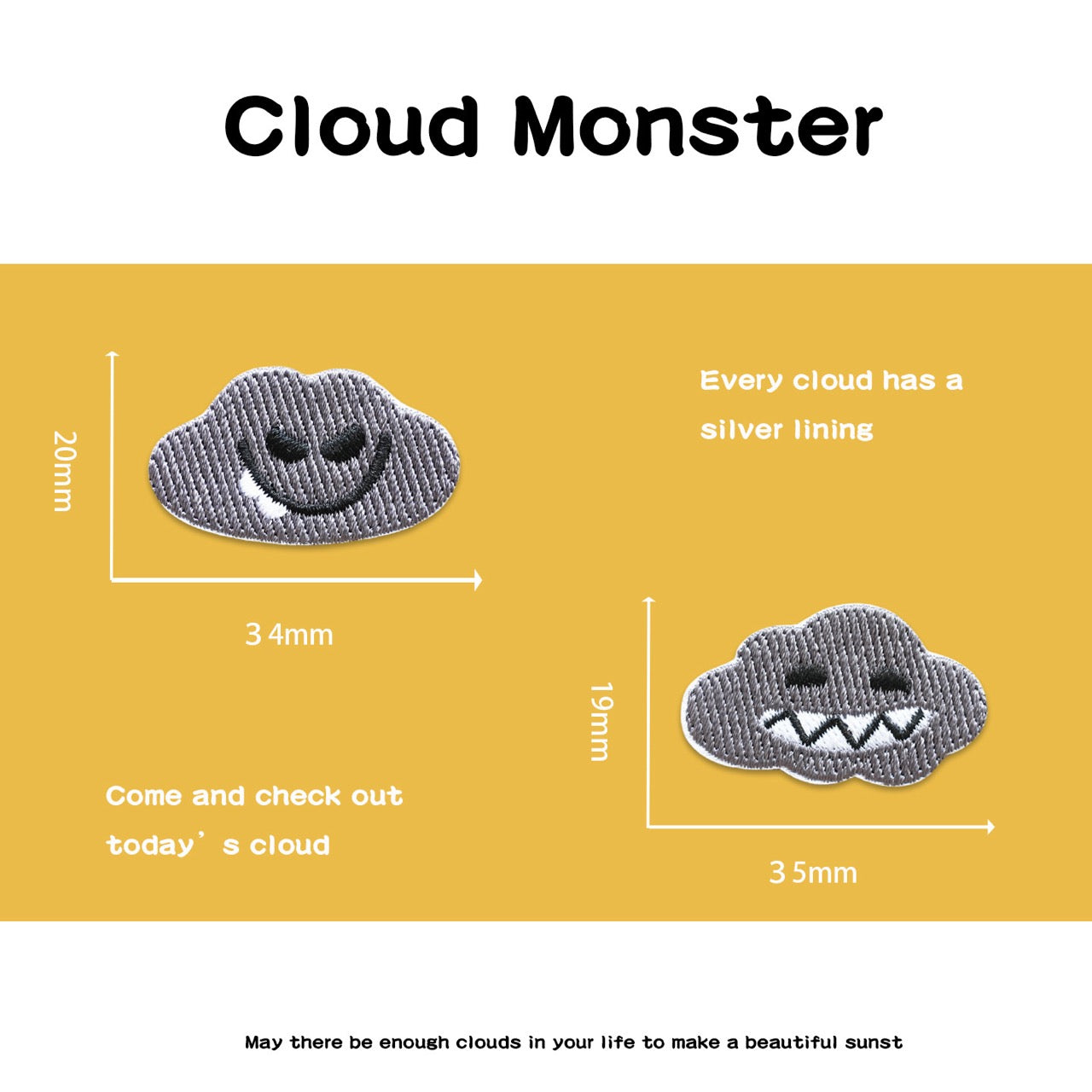 Cloud Monster Embroidered Patches - Multiple Designs Available - CheerCove