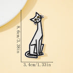 elegant curled tail minimalist white cat embroidered stick-on patch