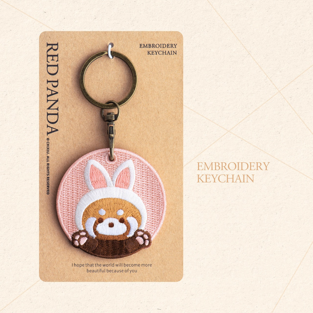 Lovely Double-Sided Embroidered Red Panda Charms