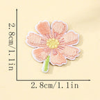 sunset peach cosmos flower embroidered stick-on patch