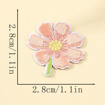sunset peach cosmos flower embroidered stick-on patch