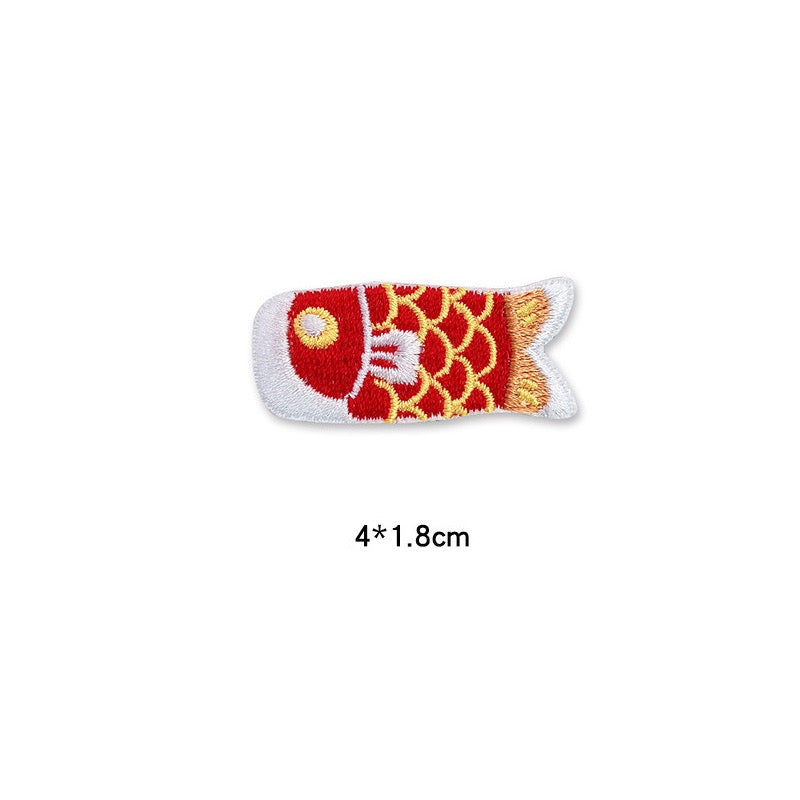 red koi streamer koinobori embroidered stick-on patch