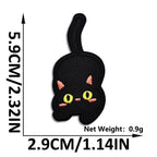 gravity-defying flip void cat whimsical embroidered stick-on patch