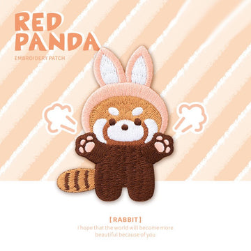 Full Body Red Panda in Hat Embroidered Patches - Multiple Designs Available - CheerCove