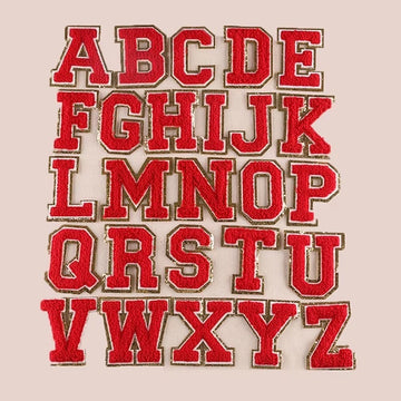 6-Color Suede Gold Trim Alphabet Patches (Iron-On)
