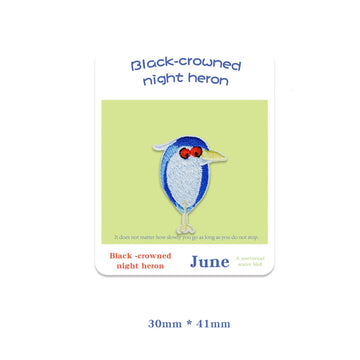 black-crowned night heron front stare embroidered stick-on patch