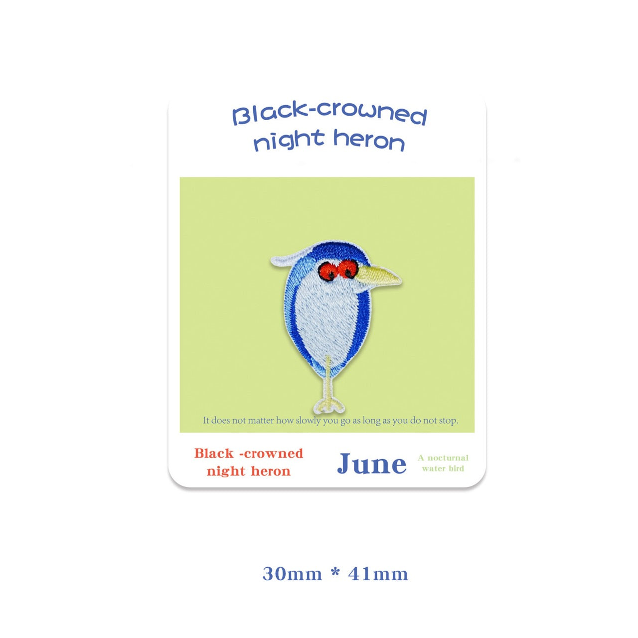 black-crowned night heron front stare embroidered stick-on patch