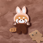Embroidered Pins of a Full Body Cute Red Panda in a Hat
