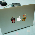 kawaii drink and snack stick-on embroidered patches on laptop