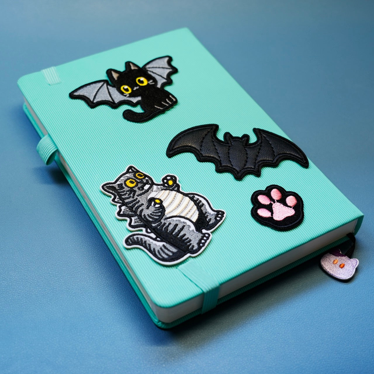 Black Faux Leather Bat & Cross Patches(Stick-On) - CheerCove