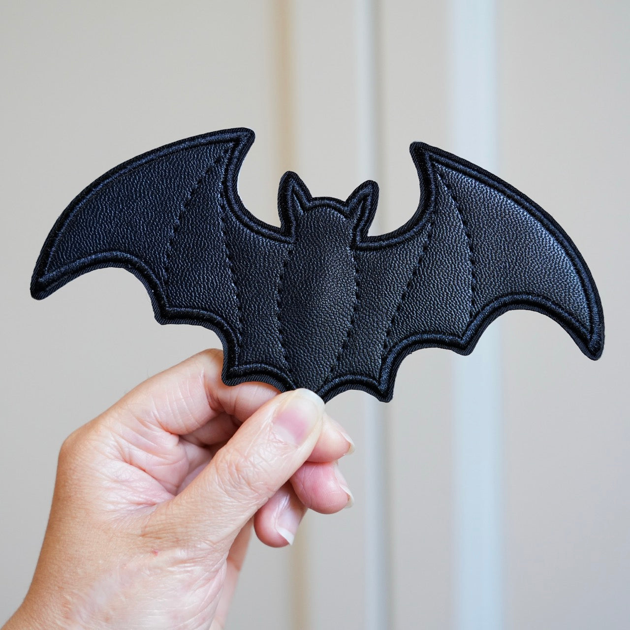 Black Faux Leather Bat & Cross Patches(Stick-On) - CheerCove