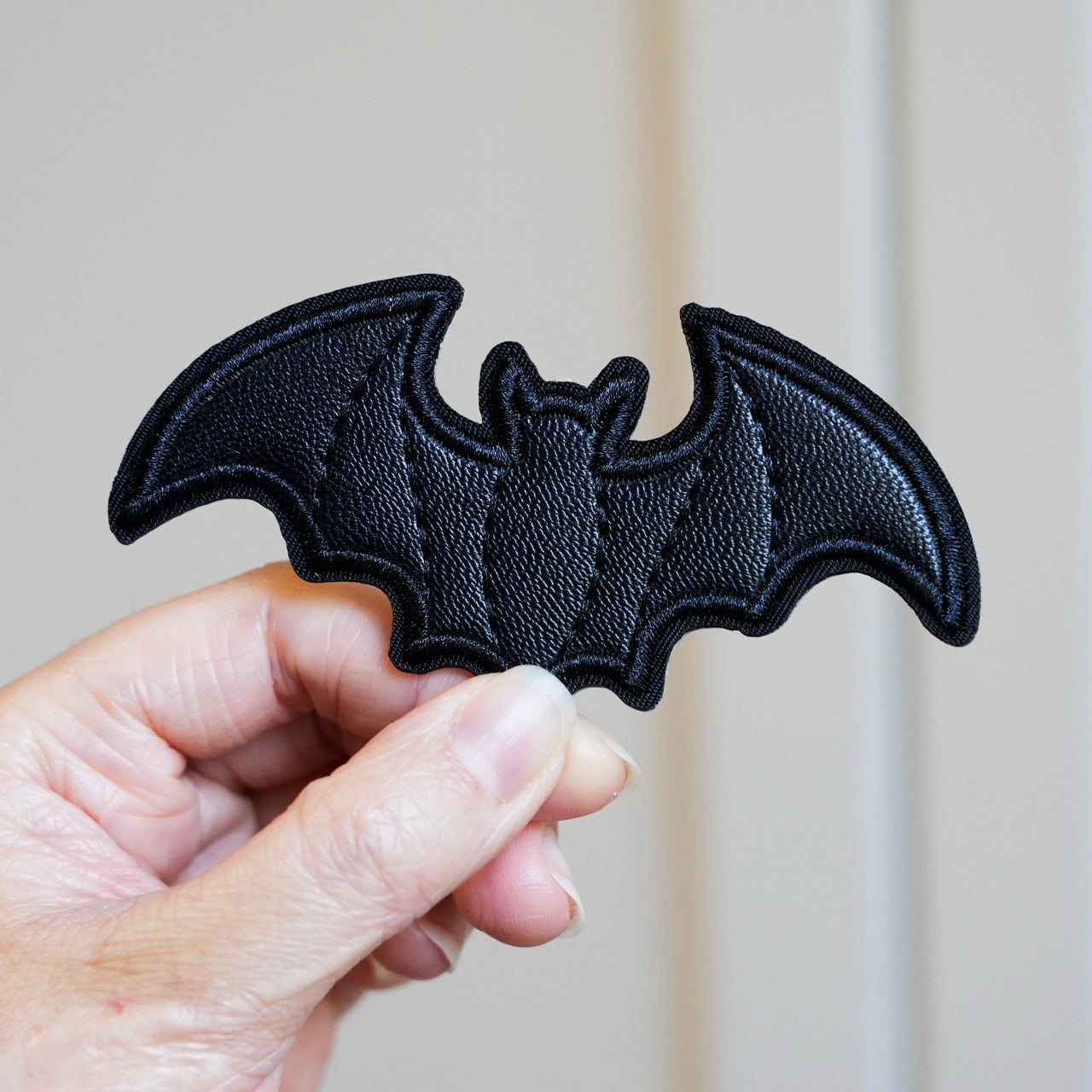 Black Faux Leather Bat & Cross Patches(Stick-On) - CheerCove