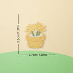 yellow pot blooming succulent embroidered stick-on patch — succulent with small flower
