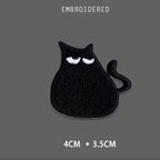 grumpy black cat embroidered stick-on patch