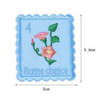 morning glory bonne chance floral postage stamp embroidered stick-on patch
