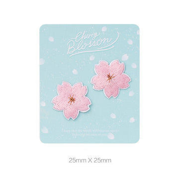 Blush & White Cherry Blossom Embroidered Patches - Multiple Designs Available - CheerCove