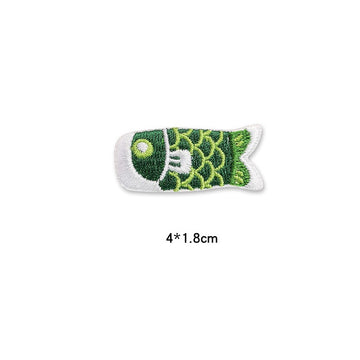 green koi streamer koinobori embroidered patch
