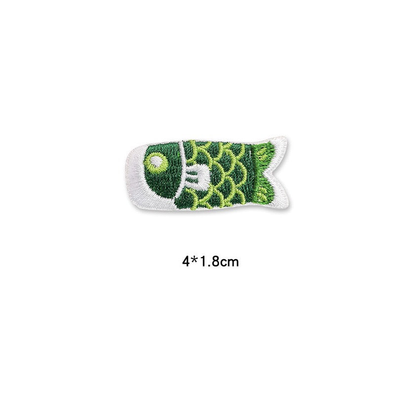 green koi streamer koinobori embroidered patch
