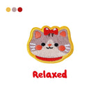 relaxed grey tabby cat kawaii embroidered stick-on patch