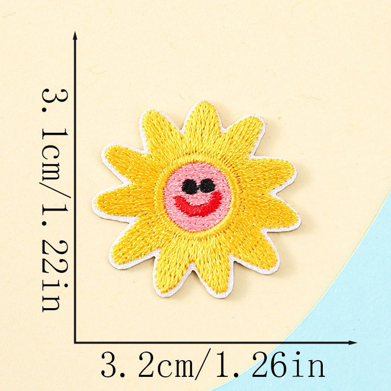 happy daisy sun pastel botanical embroidered stick-on patch