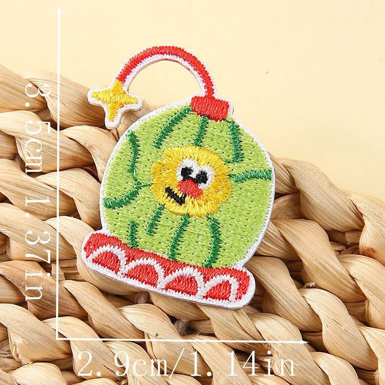 whimsical watermelon bomb abstract groovy embroidered stick-on patch