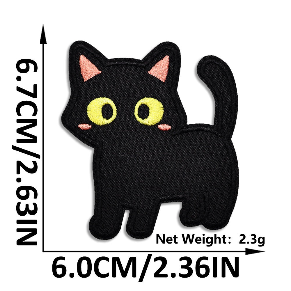 confident strut void cat whimsical embroidered stick-on patch