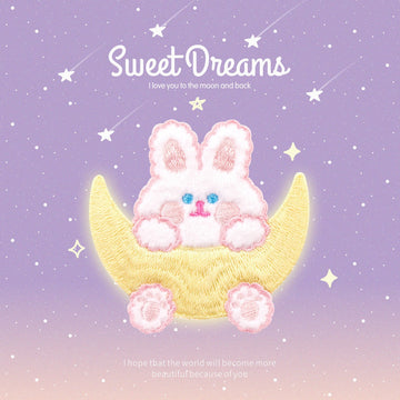 Sweet Dream Rabbit and Bear Embroidered Patches - Multiple Designs Available - CheerCove