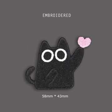 Black Cat with Pink Patches(Stick-On)