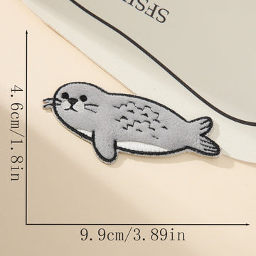 spotted harp seal fluffy kawaii embroidered stick-on patch