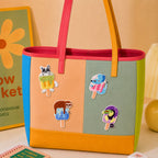 summer animal popsicle embroidered stick-on patches on canvas tote bag