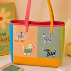 fashion dog embroidered stick-on patches on canvas tote bag
