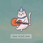 birthday party cat with guitar embroidered stick-on patch