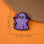 sparkly purple ghost halloween embroidered stick-on patch