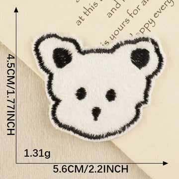 peekaboo cat head kawaii black and white embroidered stick-on patch