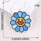 blue skies gradient smiley flower embroidered stick-on patch