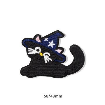 Hooded Black Cat Patches (Stick-On) - CheerCove