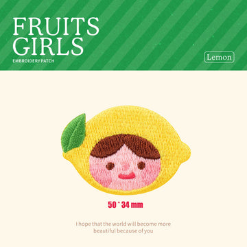 zesty lemon girl kawaii embroidered stick-on patch