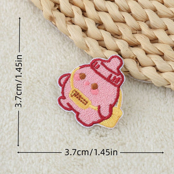 baby pink chubby baby bottle elf with yellow schoolbag embroidered stick-on patch