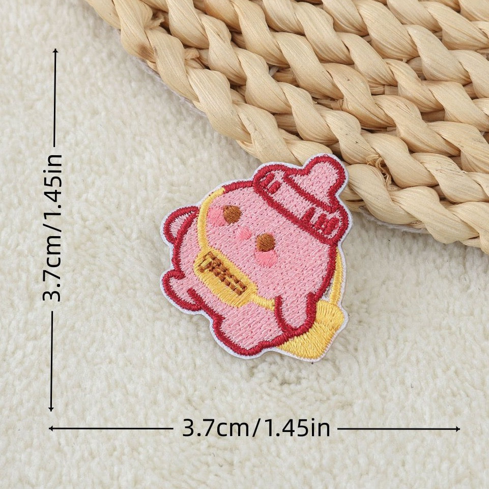 baby pink chubby baby bottle elf with yellow schoolbag embroidered stick-on patch