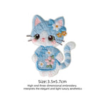 pastel blue chipao blue-gray cat 3D embroidered stick-on patch