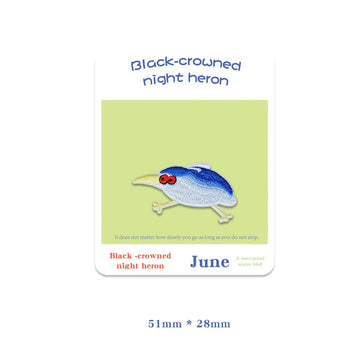 black-crowned night heron goofy run embroidered patch