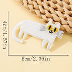 long standing minimalist white cat funny embroidered stick-on patch