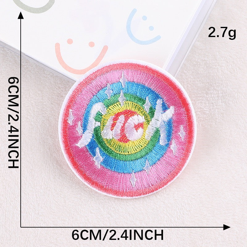 sparkle rainbow mandala embroidered stick-on patch