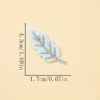 sky blue leaf embroidered stick-on patch with silver metallic vein detail