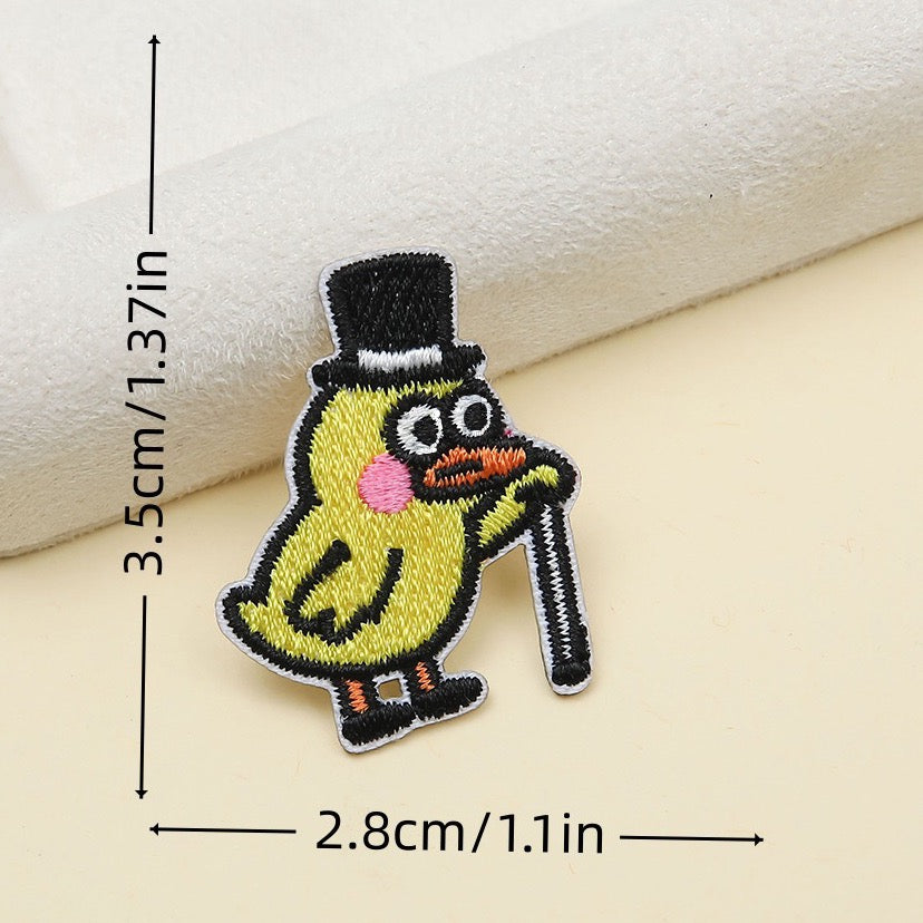gentleman duck with cane funny quirky embroidered stick-on patch