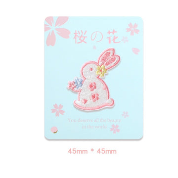 Cherry Blossom Rabbit Embroidered Patches - Multiple Designs Available - CheerCove