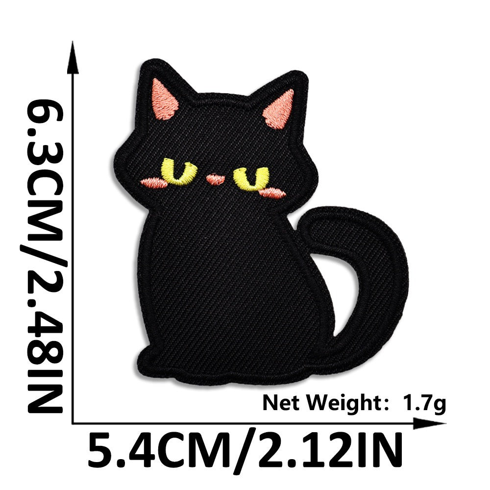 unamused stare void cat whimsical embroidered stick-on patch
