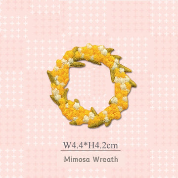 mimosa wreath embroidered stick-on patch