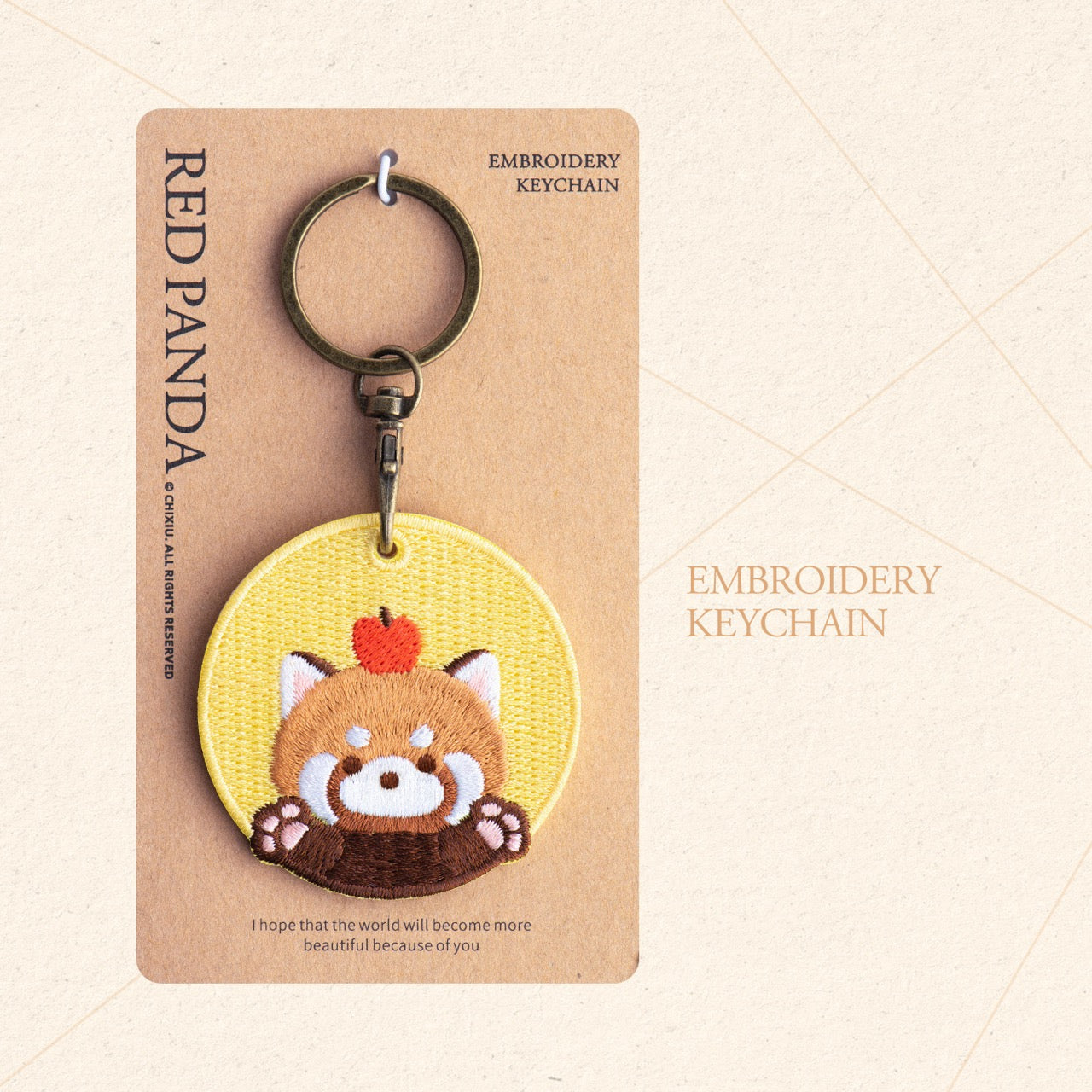 Lovely Double-Sided Embroidered Red Panda Charms