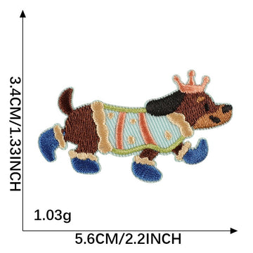 Crowned Wiener Dog Embroidered Patches - Multiple Designs Available - CheerCove